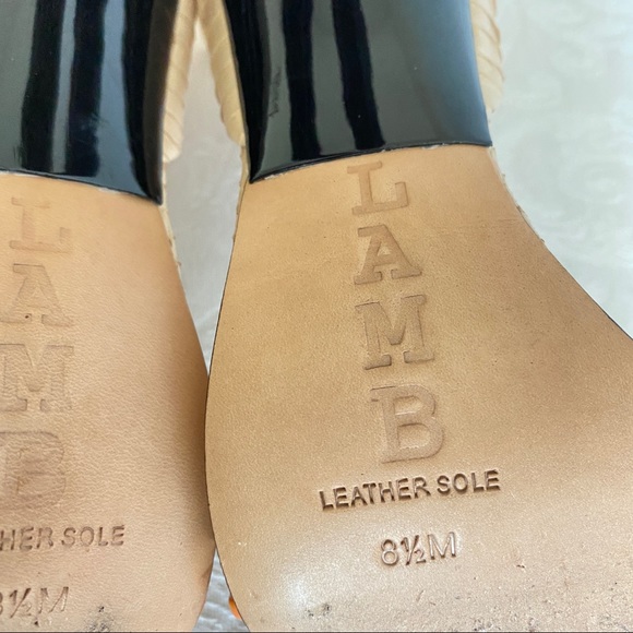 L.A.M.B. Beige orange snake skin ankle strap sandals - Picture 9 of 13